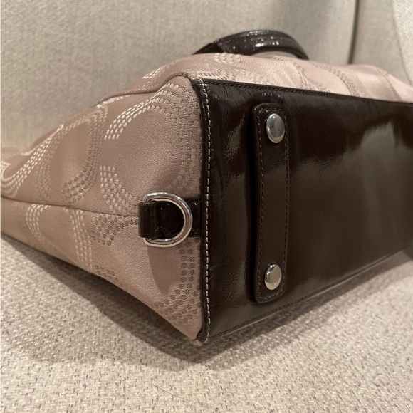 Coach Ashley Signature Dotted Op Art Tan/Brown Satchel Handbag F20027 - Picture 3 of 10